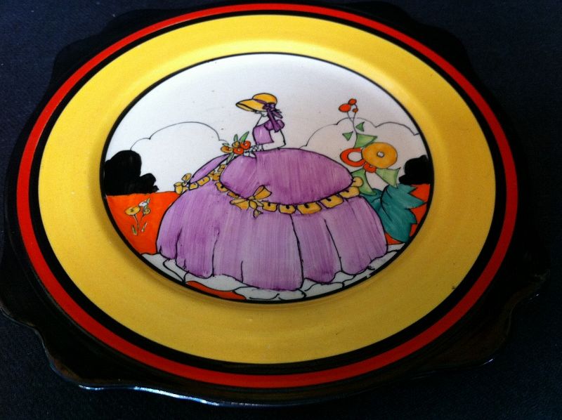 CLARICE CLIFF APPLIQUE IDYLL LEDA SHAPED PLATE Clarice Cliff & Art